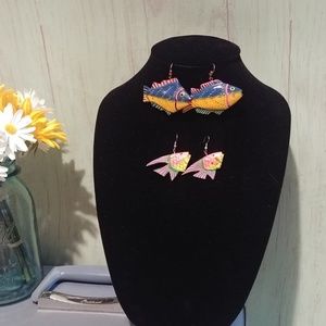 Vintage Fish Painted Earrings